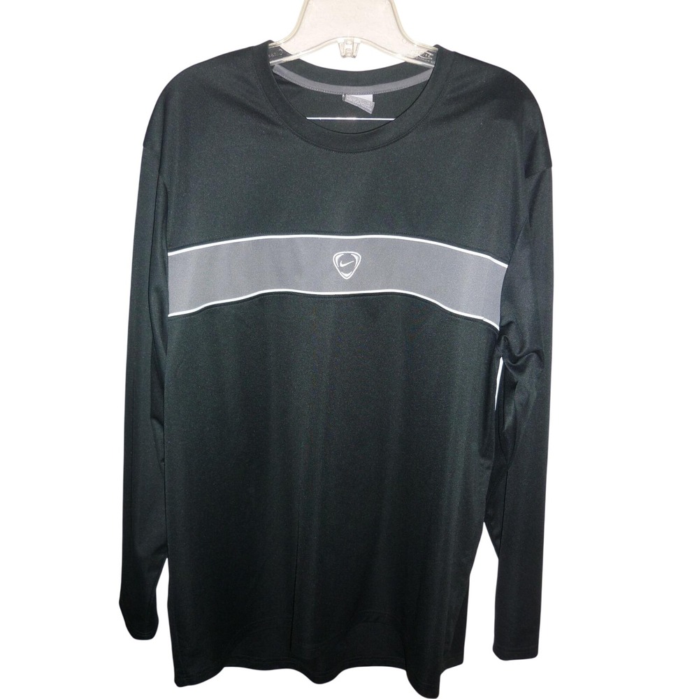 Nike Long Sleeve Athletic Shirt Black Stripe Juventus Manchester United Logo XL